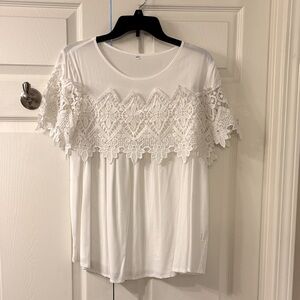 Elegant White Lace Trim Top